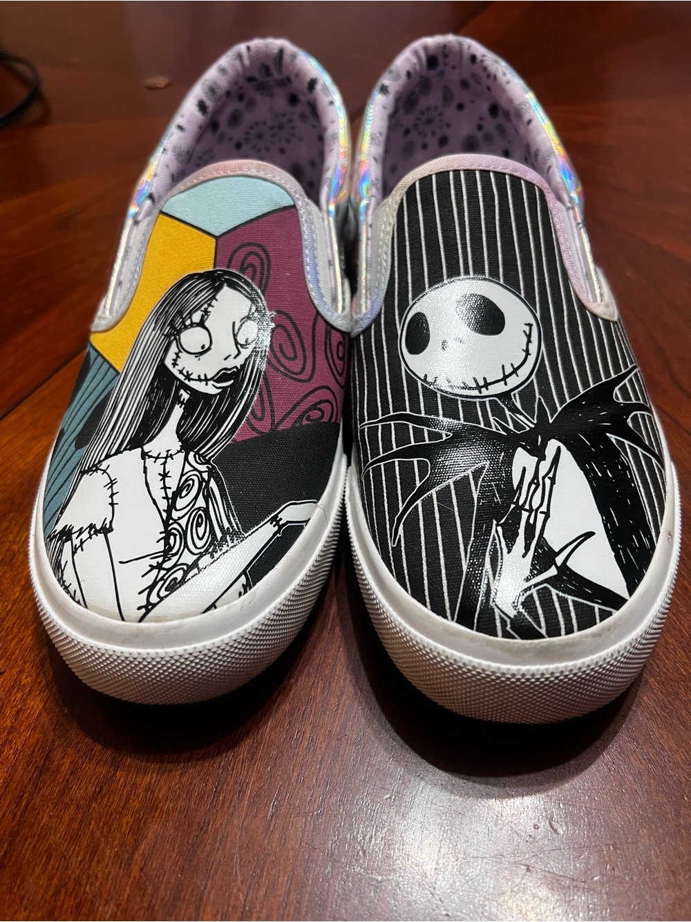Disney Slip-On Sneakers, Black, Purple, Yellow, Blue Jack and Sally Slip On - Picture 2 of 10
